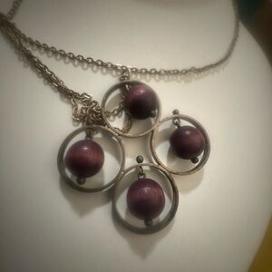 Kaija Aarikka of Finland Brown Wood & Metal Pendant Necklace - Women Jewelry